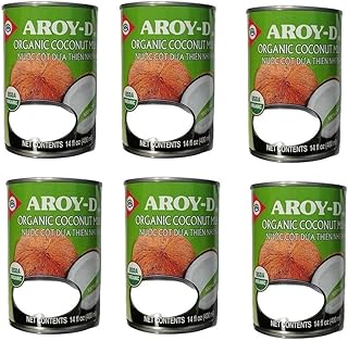 AROYD 100% Organic Coconut Milk 14oz 400ml USDA Organic (Pack 6)