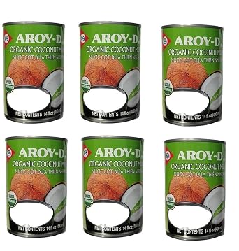 AROYD 100% Organic Coconut Milk 14oz 400ml USDA Organic Pack 6