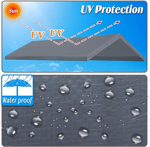 Miniatura 4 de Strong Camel - Cubierta de repuesto para toldo de garaje de 10 x 20 pies, cubierta con bolas (solo la funda, el marco no está incluido), color