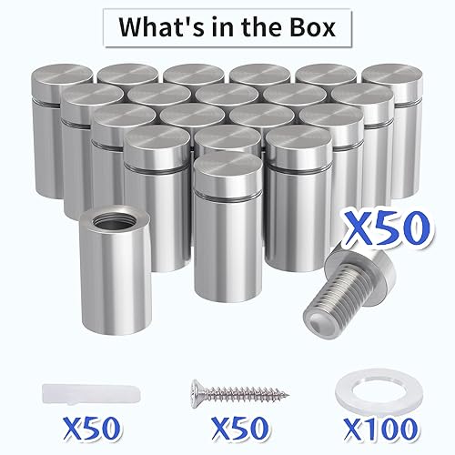 Miniatura 10 de LuckIn Paquete de 20 tornillos de separación (12 pulgada de diámetro x 34 pulgadas de largo), accesorios de montaje de acero inoxidable para