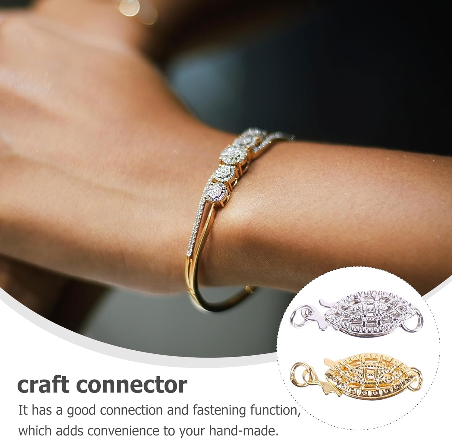 10pcs Pearl Filigree Necklace Clasp Oval Filigree Fish Hook Jewelry Slide Clasps Bracelet Connector for Layered Necklaces Jewelry Crafts Bracelets - Image 8