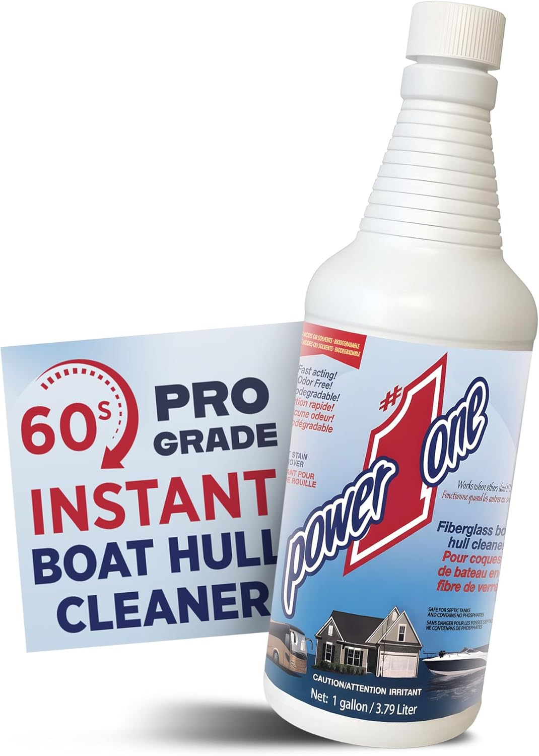 Boat Hull Cleaner for Fiberglass Boats 1 Gallon - Hard Water Stain Remover, Rust Cleaner Liquid, Calcium Remover, Gel Coat Care, Professional Boat Cleaning Supplies for Deck Wash and Hull Cleaning