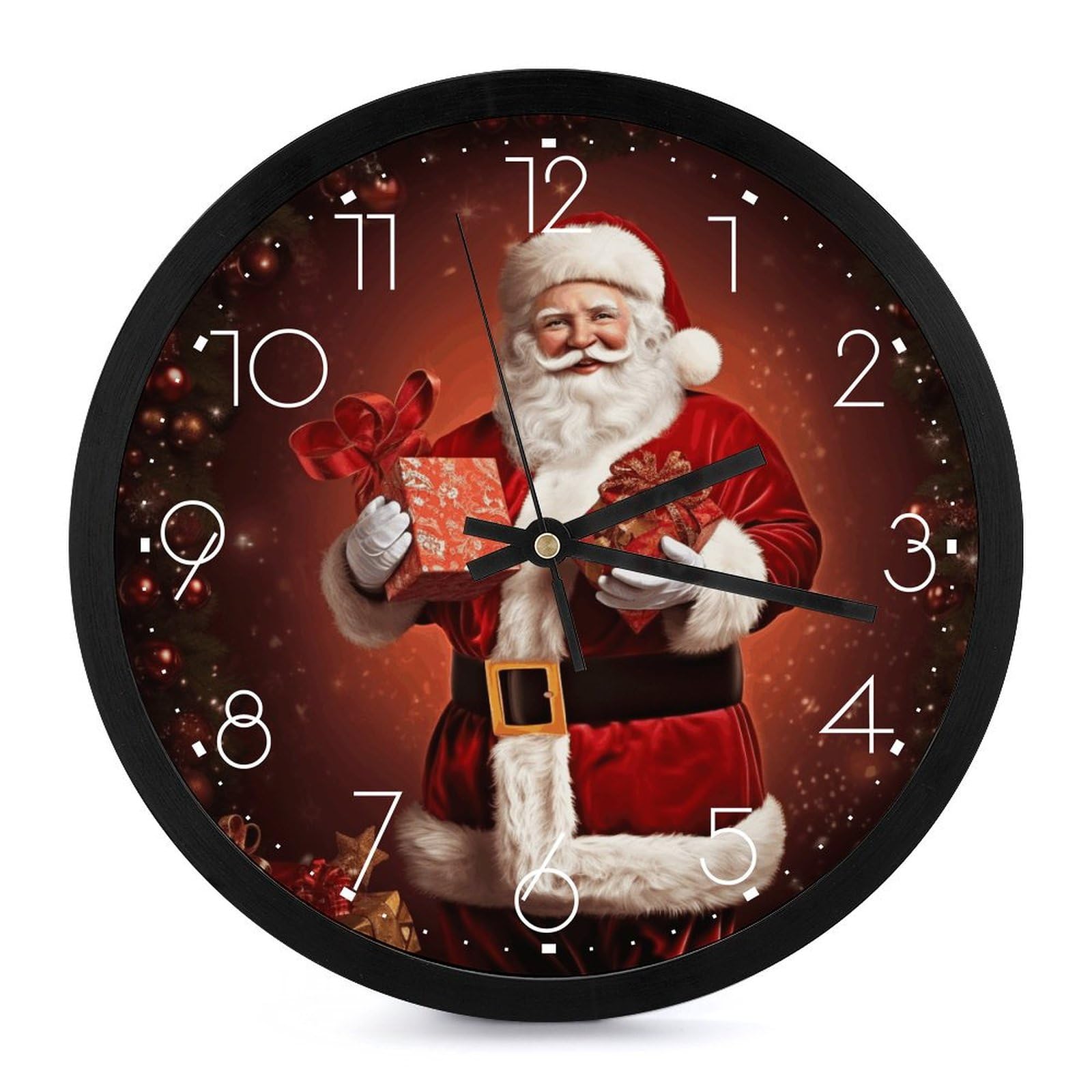 Amazon.com: Round Wall Clock, Christmas Decor Santa Claus Print