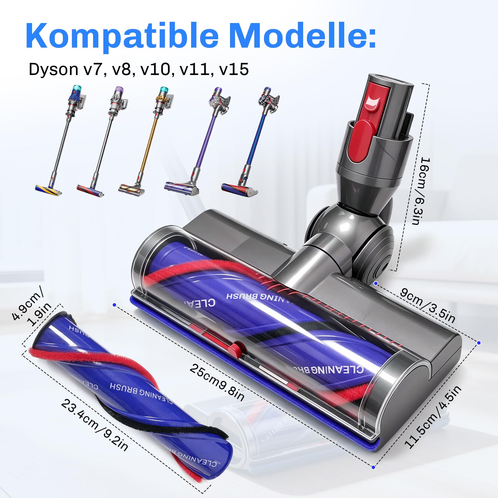 Bürste Kompatibel für Dyson V7 V8 V10 V11 V15, Ersatzteil Bodenbürste