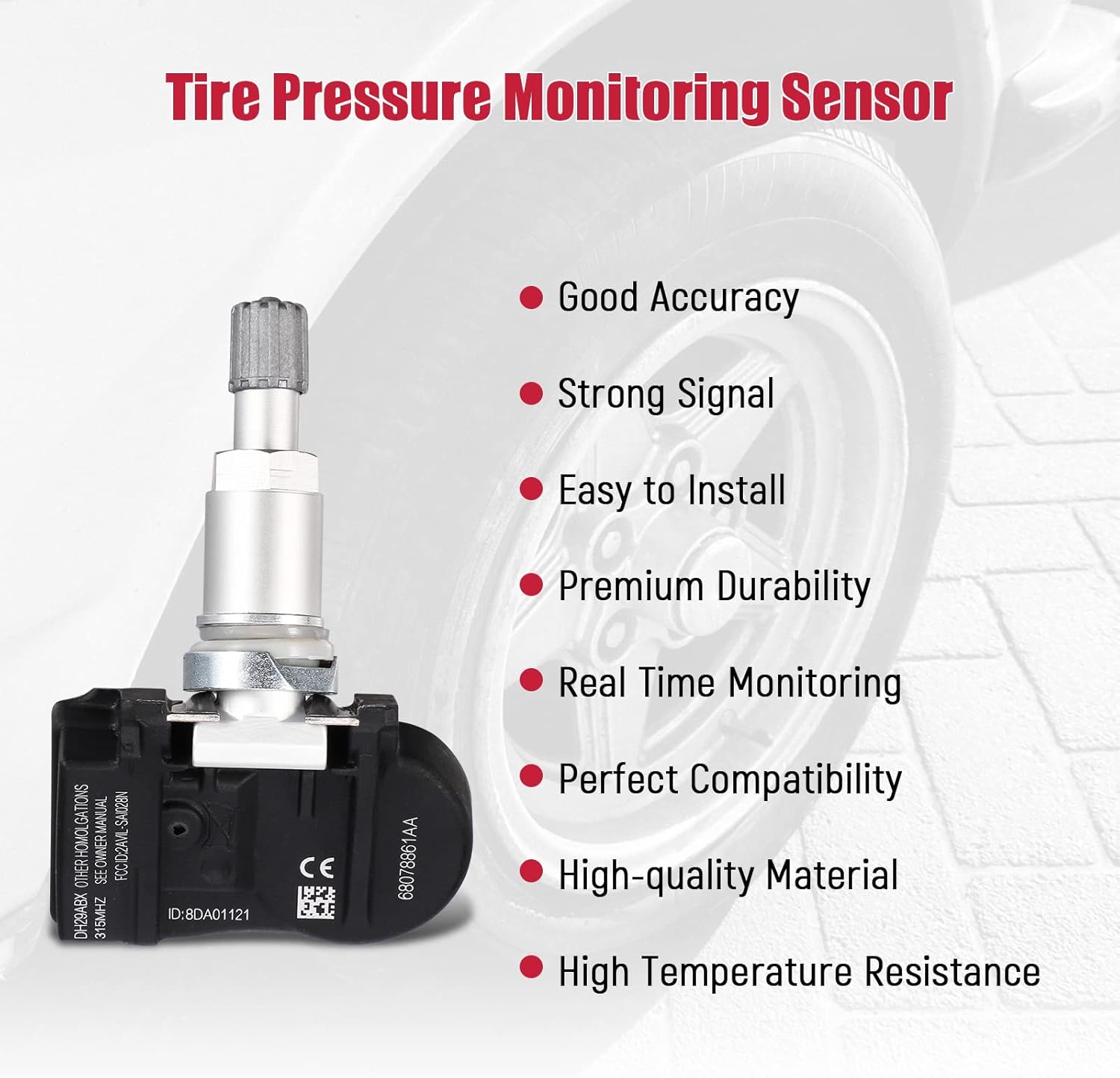 TPMS Sensor Tire Pressure Sensor 315MHz OEM Tire Pressure Monitor System Compatible with Jeep Grand Cherokee Wrangler Liberty Dodge Chrysler 200 300#68078861AA,68001696AB, 974301, Set of 4