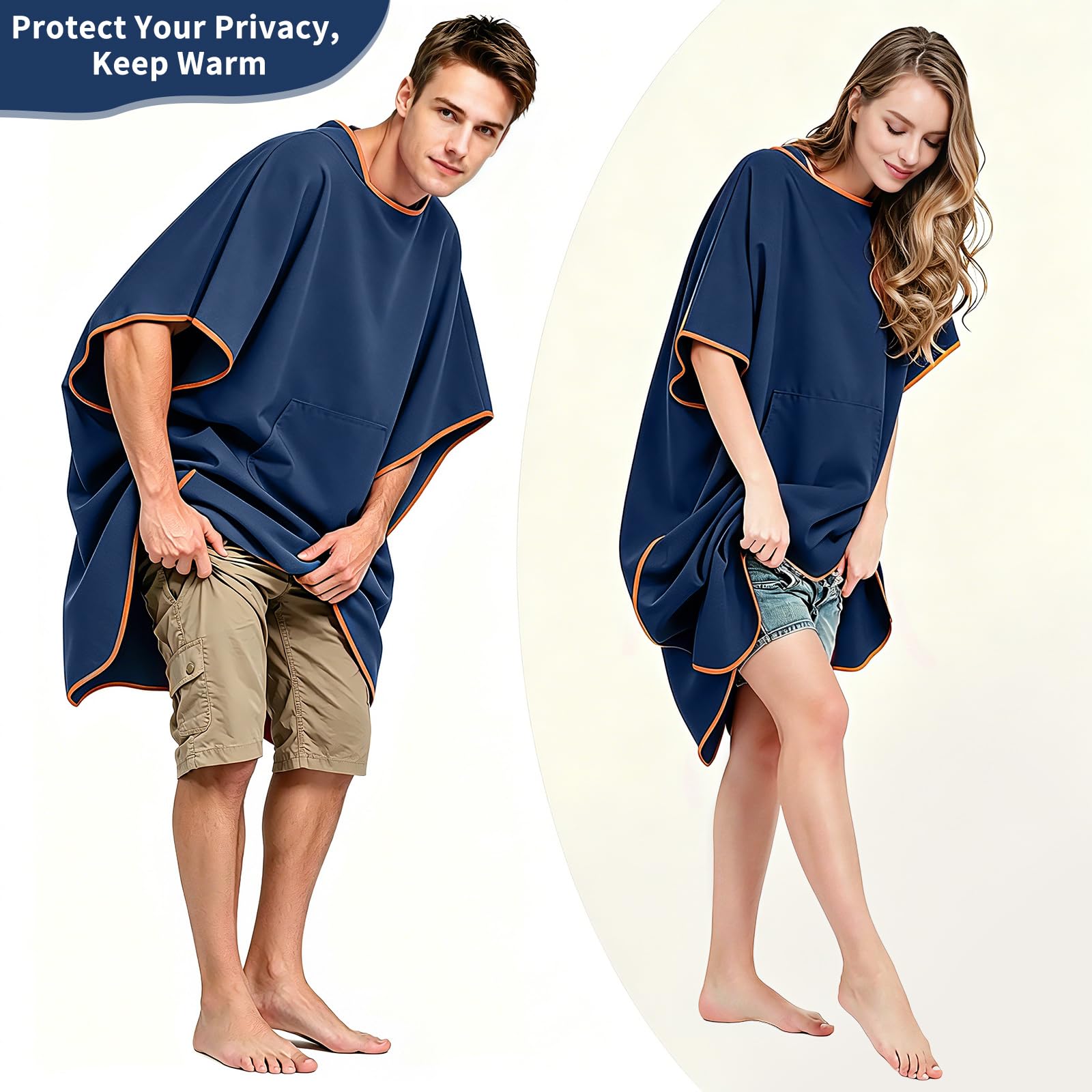 Poncho de Surf de Mujer Hombre, Poncho Toalla Adulto, Toalla de Microfibra con Capucha, Albornoz para Cambiarse, Albornoz de Secado Rápido Cambiador Playa para Surf, Acampar, Natación y Buceo