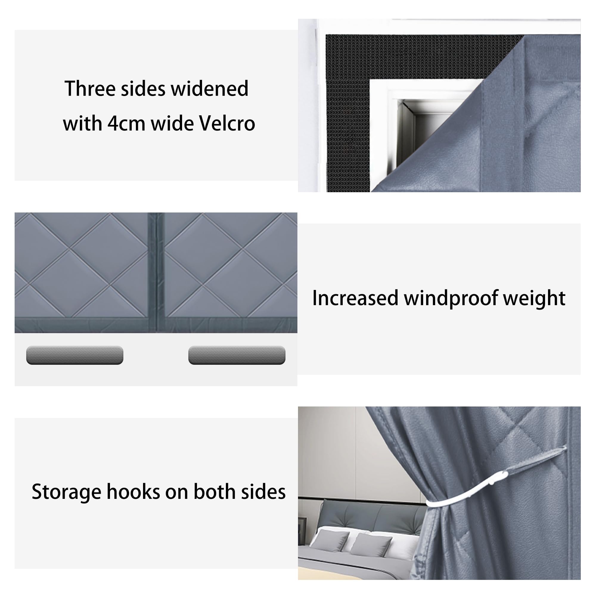 Tenda per Porta Inverno Termica 61 x 188 cm Antivento in Tessuto Oxford, Inverno Termica Tende per Porta Isolante Termico e Acustico per Balcone Soggiorno, grigio argento
