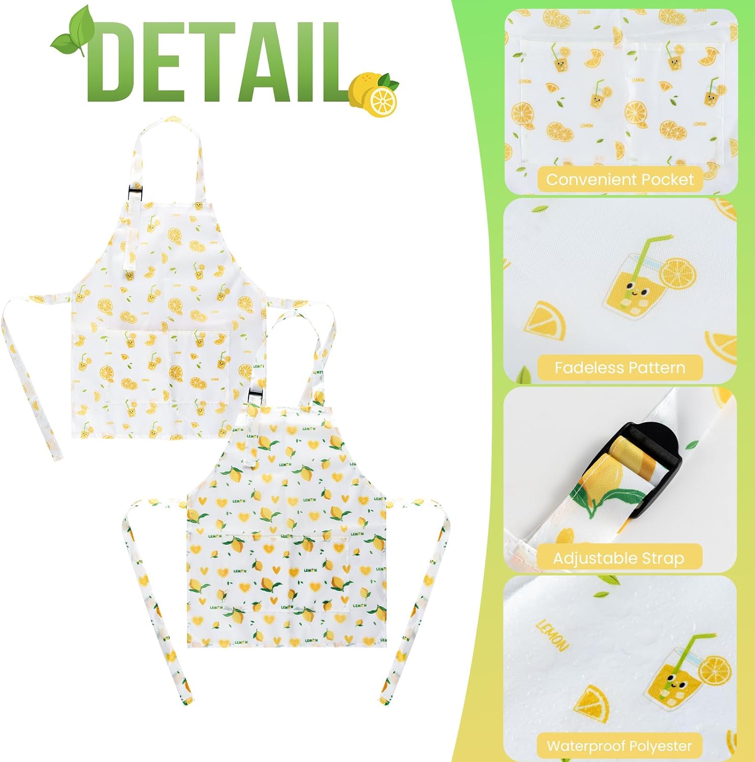 2 Pcs Lemon Aprons for Kids Ages 3-8, for Lemonade Stand Party Supplies, Painting, Baking