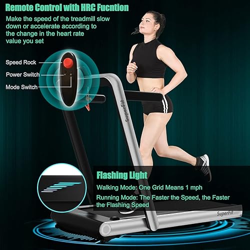 Miniatura 5 de GYMAX Caminadora plegable para debajo del escritorio, 4.75 HP 2 en 1 con control de frecuencia cardíaca, control de aplicación, pantalla táctil LED