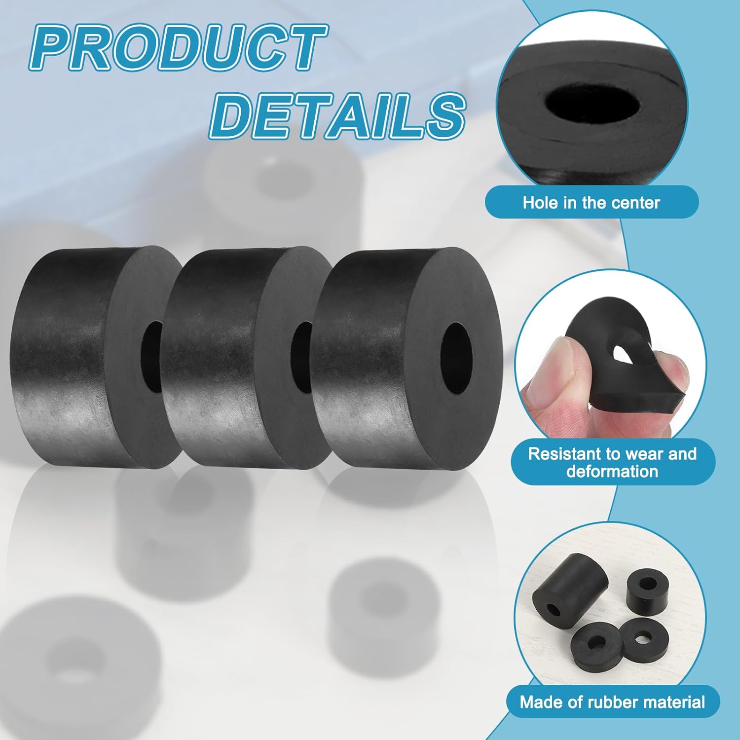uxcell 12 Pcs Rubber Spacers 60mm OD x 20mm ID x 30mm Height Round Anti Vibration Spacer Rubber Bushing Grommets Thick Rubber Washers
