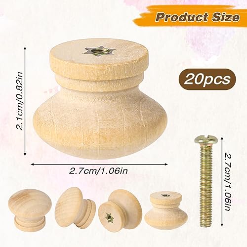 Miniatura 2 de Mozeat Lens 20 pomos de madera para gabinetes, pomos de madera de 1.1 pulgadas, pomos de madera para cajones de aparador, tiradores redondos de