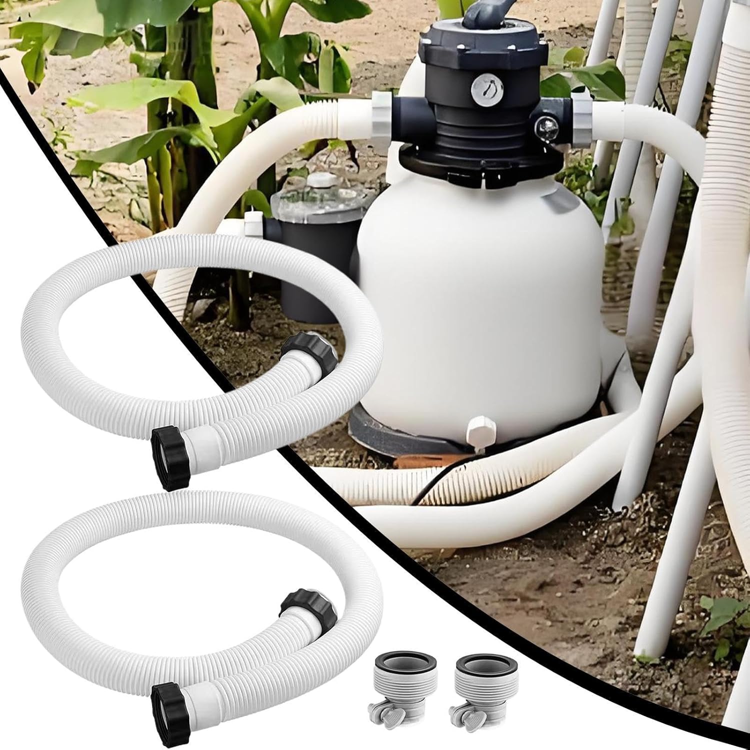 2 Pack Pool Hoses for Aboves Ground Pools 1 1/2 Inch Diameter x 59" Long Pool Pump Hose Replacement, Aboves Ground Pools Filter Pump Hoses Accessories