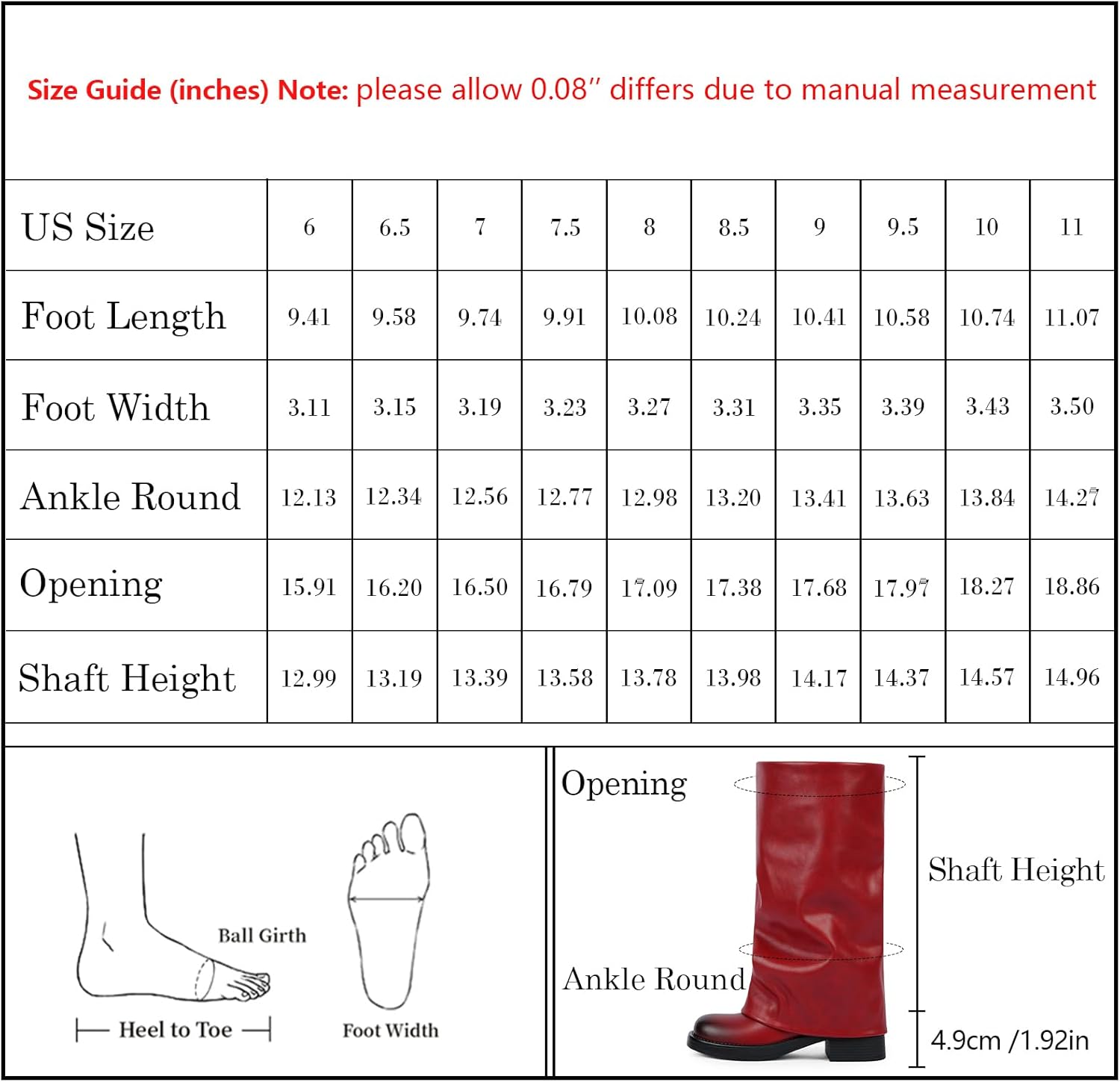 Modatope Fold Over Boots Women Knee High Boots Low Block Heel Slouchy Tall Boots Zipper Square Toe Dress Fall Long Boot for Women - Image 8