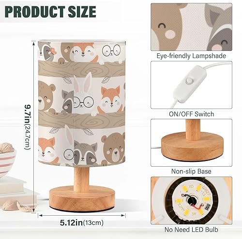 Miniatura 3 de Lámpara de noche con luz lateral para cama, pequeña y linda, animales del bosque, zorro, oso, conejo, luz nocturna para niños, biblioteca