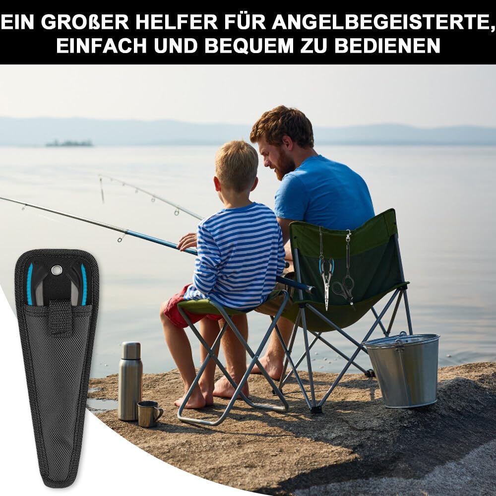 Alicates Pesca, Multifuncional Acero Inoxidable Alicates De Pesca Y Tijeras Pesca, Juego De Alicates De Pesca con 2 Cuerdas De Seguridad Y 1 Bolsa De Almacenamiento, Pesca Accesorios