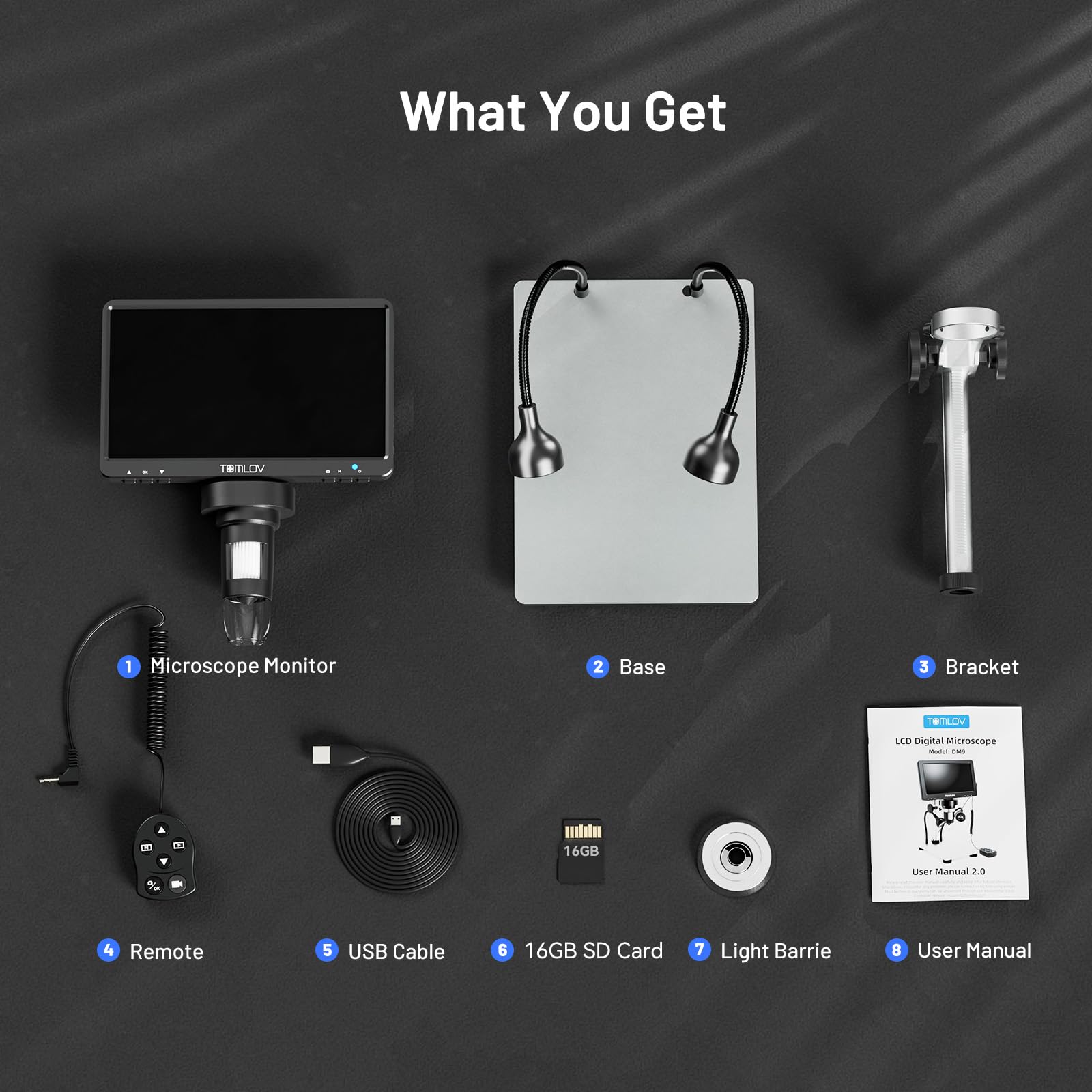 TOMLOV 4K Autofocus Microscope TM4K-AF Max, 10.1" Spin Flex Arm for Repair product image 22