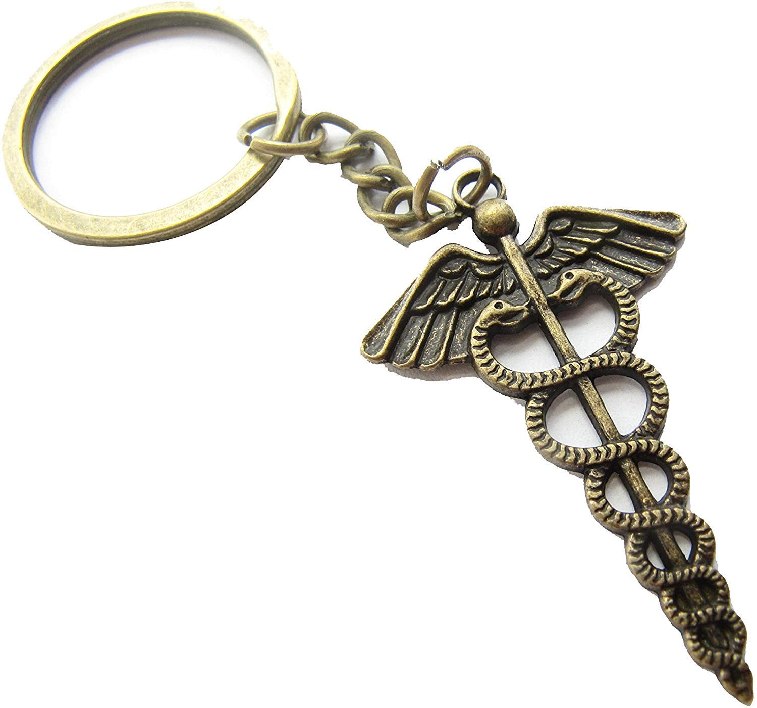 Keychain Men's Ancient Silver Caduceus Medical Caduceus Medical Rn Medical Symbol, Medical Caduceus (1)