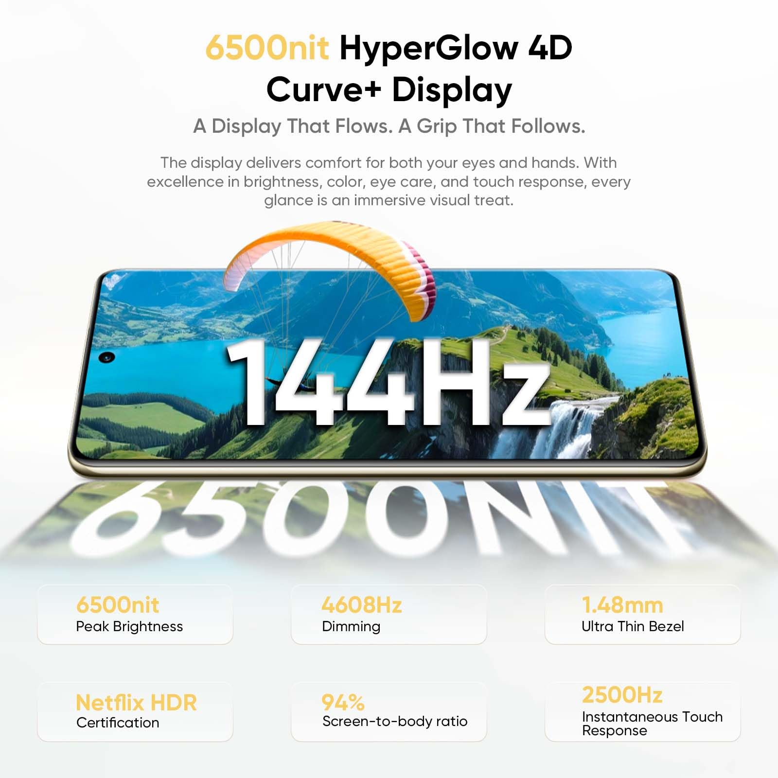 realme 16 Pro+ 5G Smartphone 12GB + 512GB, 200MP LumaColor Fotocamera + 50MP, Telefono Cellulare con Processore Snapdragon 7 Gen 4, Batteria 7000mAh e Ricarica da 80W, Cellulari da 6,8" 144Hz, Oro