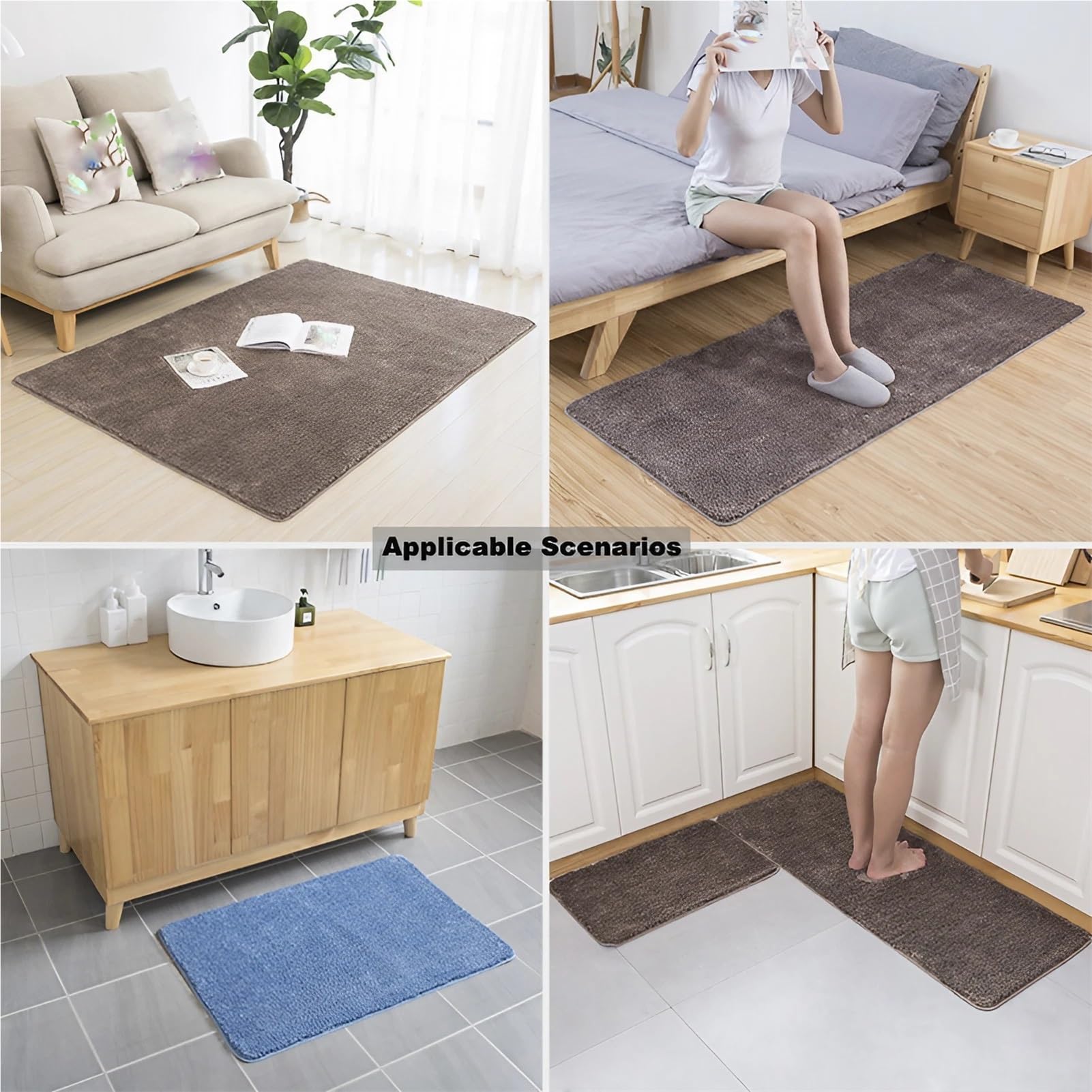 Wycieraczka wewnętrzna, antypoślizgowa, nadająca się do prania, kudłaty, miękki dywan do salonu, korytarza, chodnik i mata łazienkowa, elegancki design do wejścia przedniego/tylnego (brązowy, 60 x 200