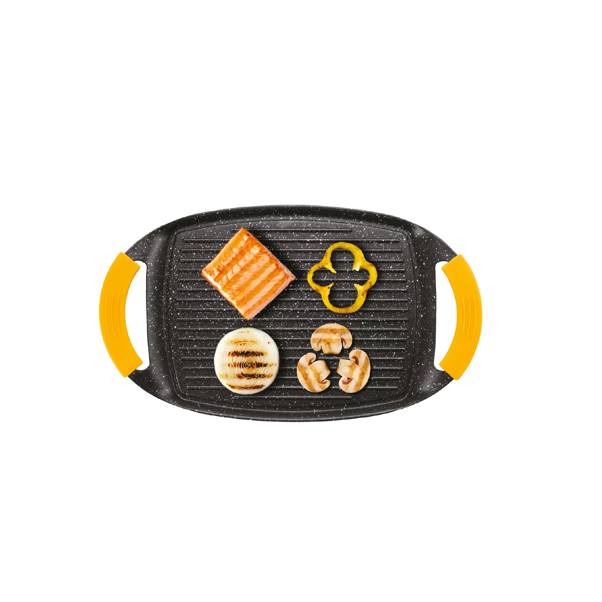 IBILI - Plancha ondulée en pierre basique, 47 x 29 cm, Fonte d’aluminium, Antiadhésif style pierre, Compatible avec l’induction