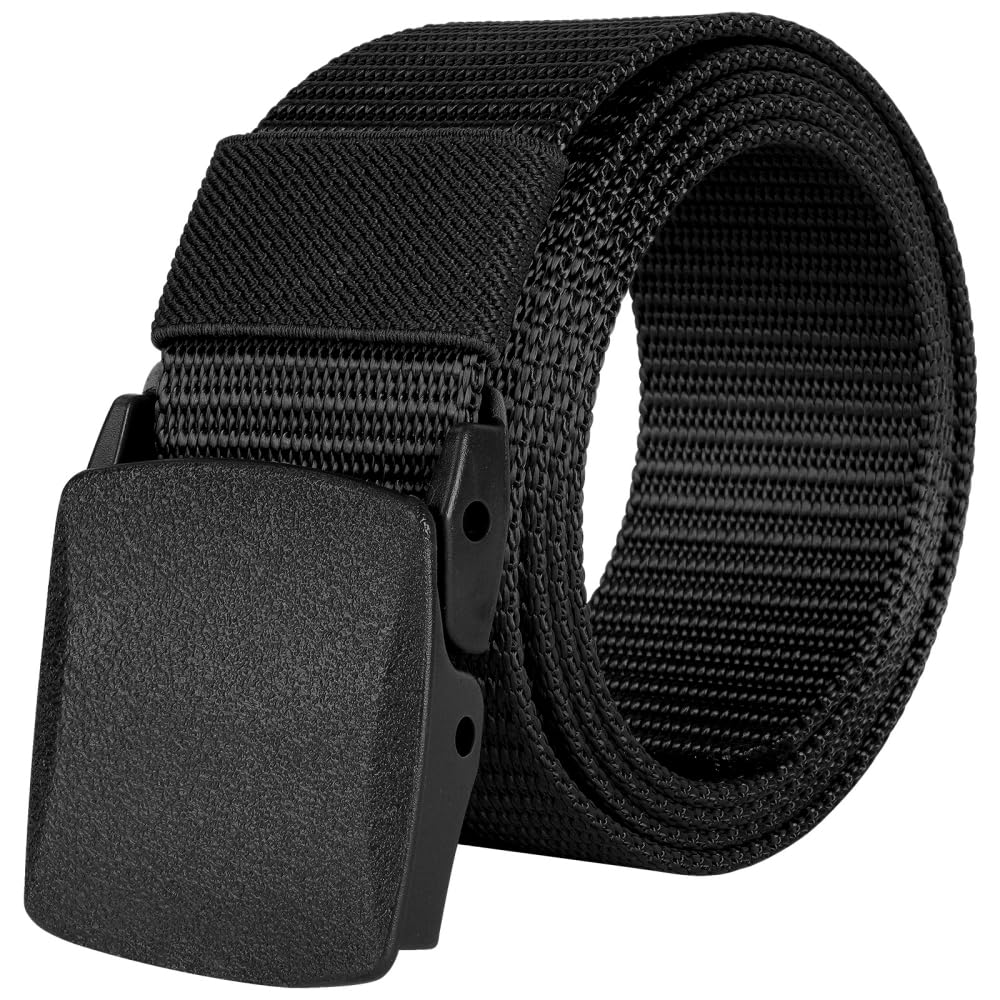 flintronic Nylon Web Belt, Work Belts for Men, Outdoor Military Belt, Plastic Buckle Mens Nylon Belt, Adjustable Nylon Belt, Metal Free Canvas Plastic Buckle Belt, Lightweight Breathable, 120cm
