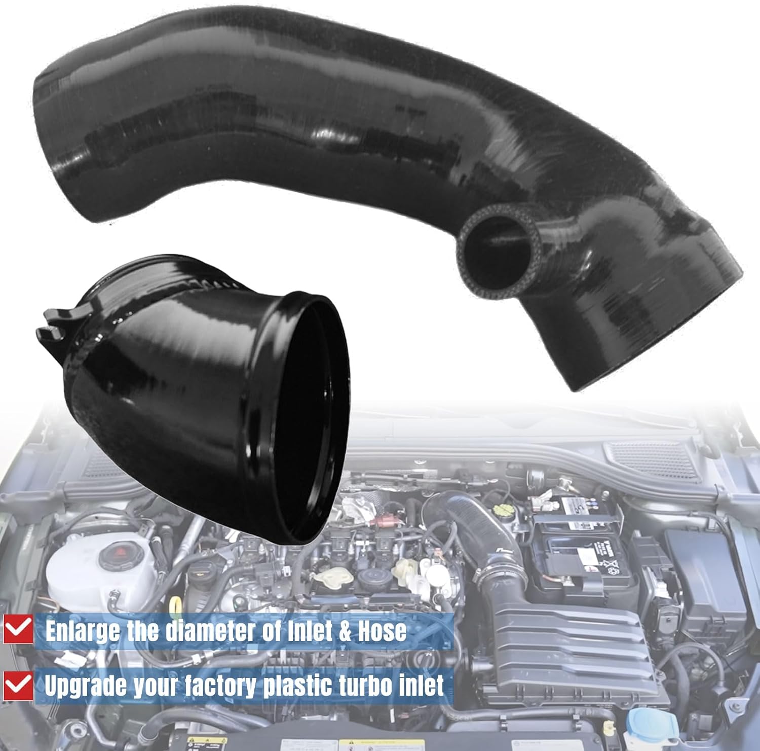 Turbo Inlet Elbow Intake Hose Kit for VW Golf MK8 R GTI Clubsport/for Audi S3 8Y, Silicone + Aluminum Upgrade