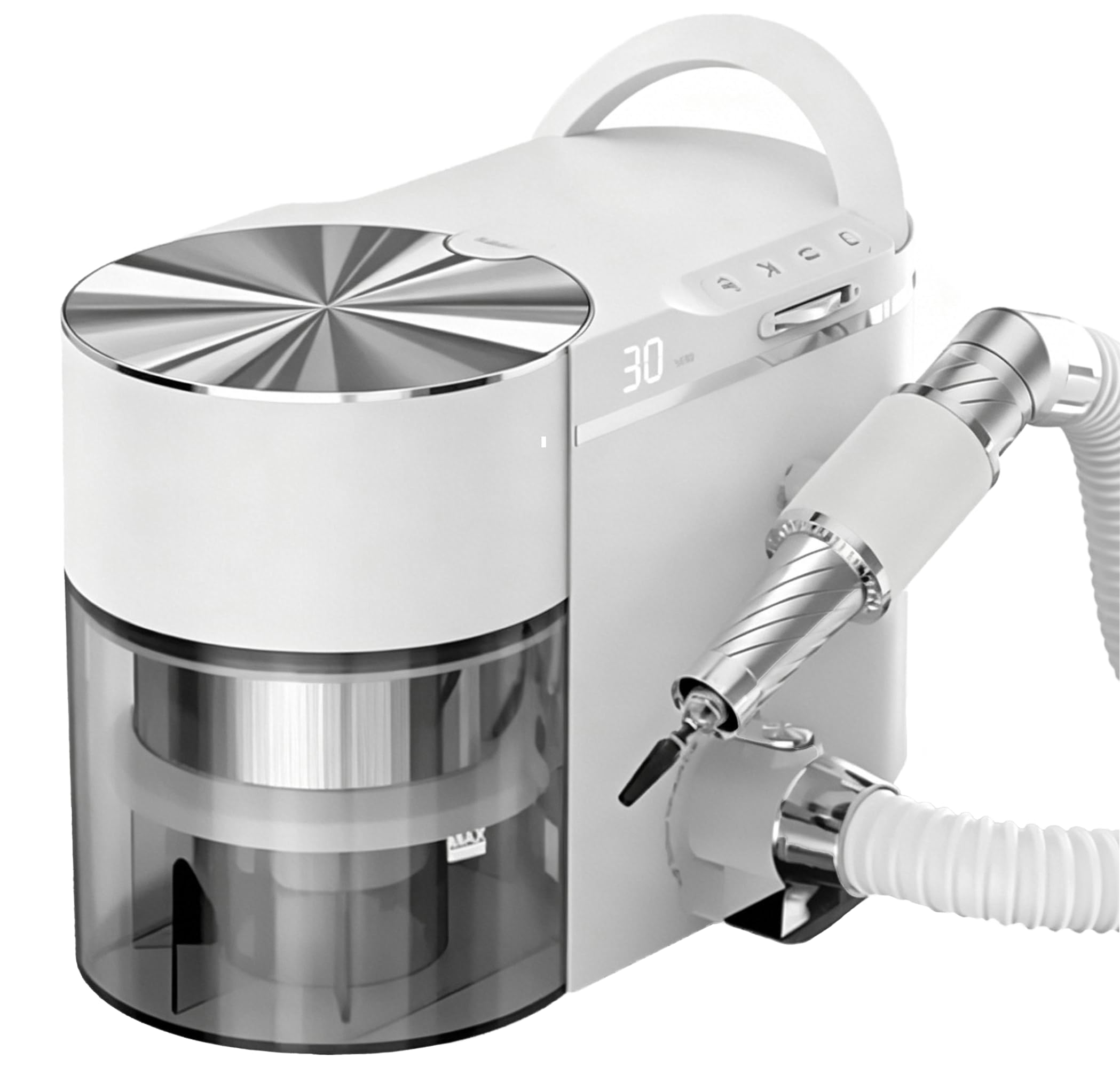 DmqChry 2-in-1 Electric Nail Dust Collector, Nail Drill with Dust Collector, 30,000 RPM Brushless Motor, 1.5 KPa Vacuum Suction, ≤58dB Ultra Quiet, Adjustable Suction & Angle, for Nail, Salons White