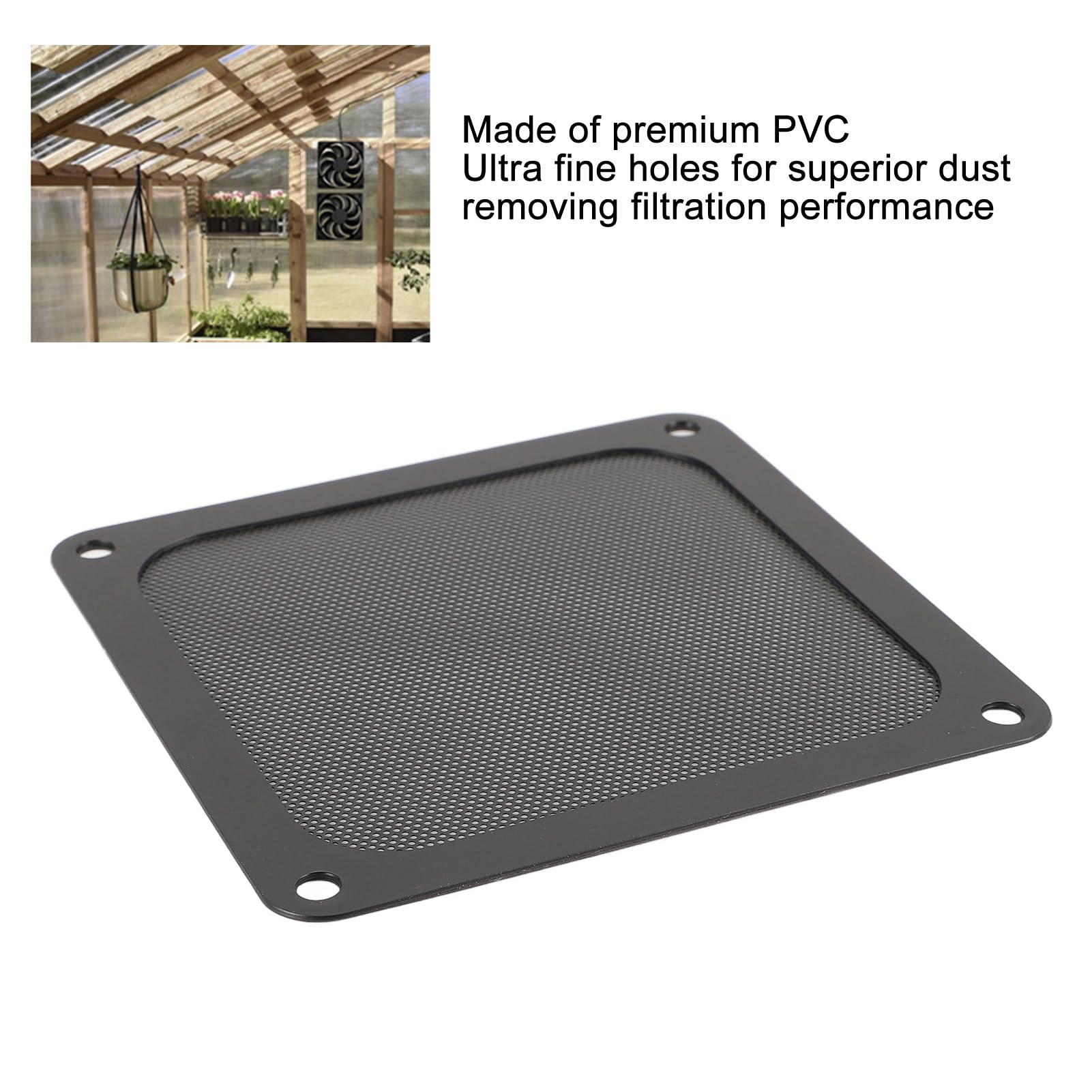 PC Case Dust Mesh Filter, 4PCS 120mm PVC Computer Fan Filter, Magnetic Frame, Fan Dust Filter Mesh for PC Case Power Supply, Fan Vents, Noise Reduction (Black)