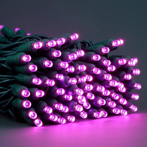 Miniatura 9 de YULETIME Luces LED de Navidad rosas de una pieza de 0.197 in, total de 48 pies, 140 unidades, 2 hebras, 24 pies, 70 unidades, impermeable, gran