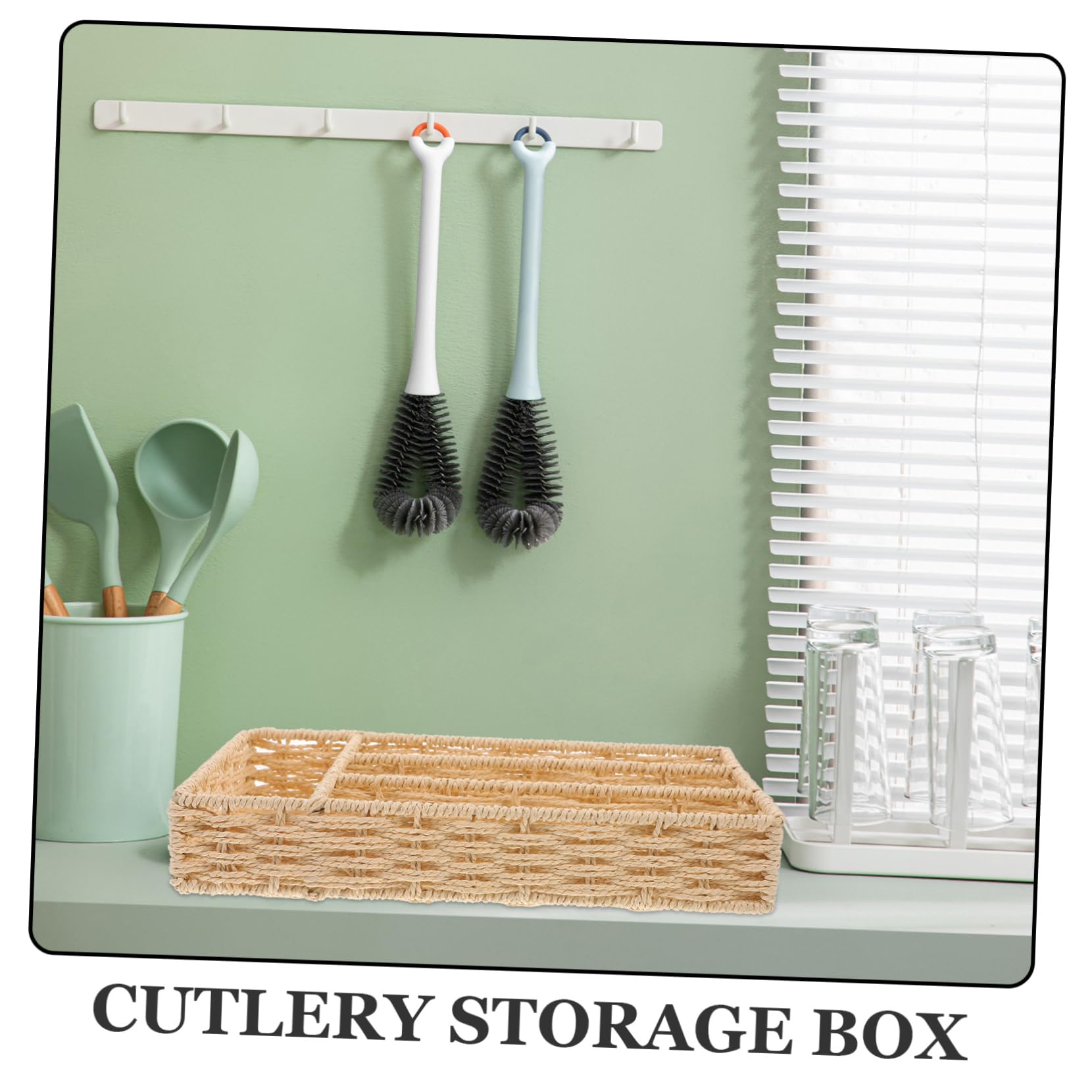 Cabilock Organizador de Cubiertos Tejido Beige para Cajón de Cocina