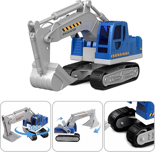 Miniatura 7 de Camión de transporte de juguetes para niños, 22 pulgadas, camión de transporte de juguete grande y camión excavador con sonido y luz, autos de