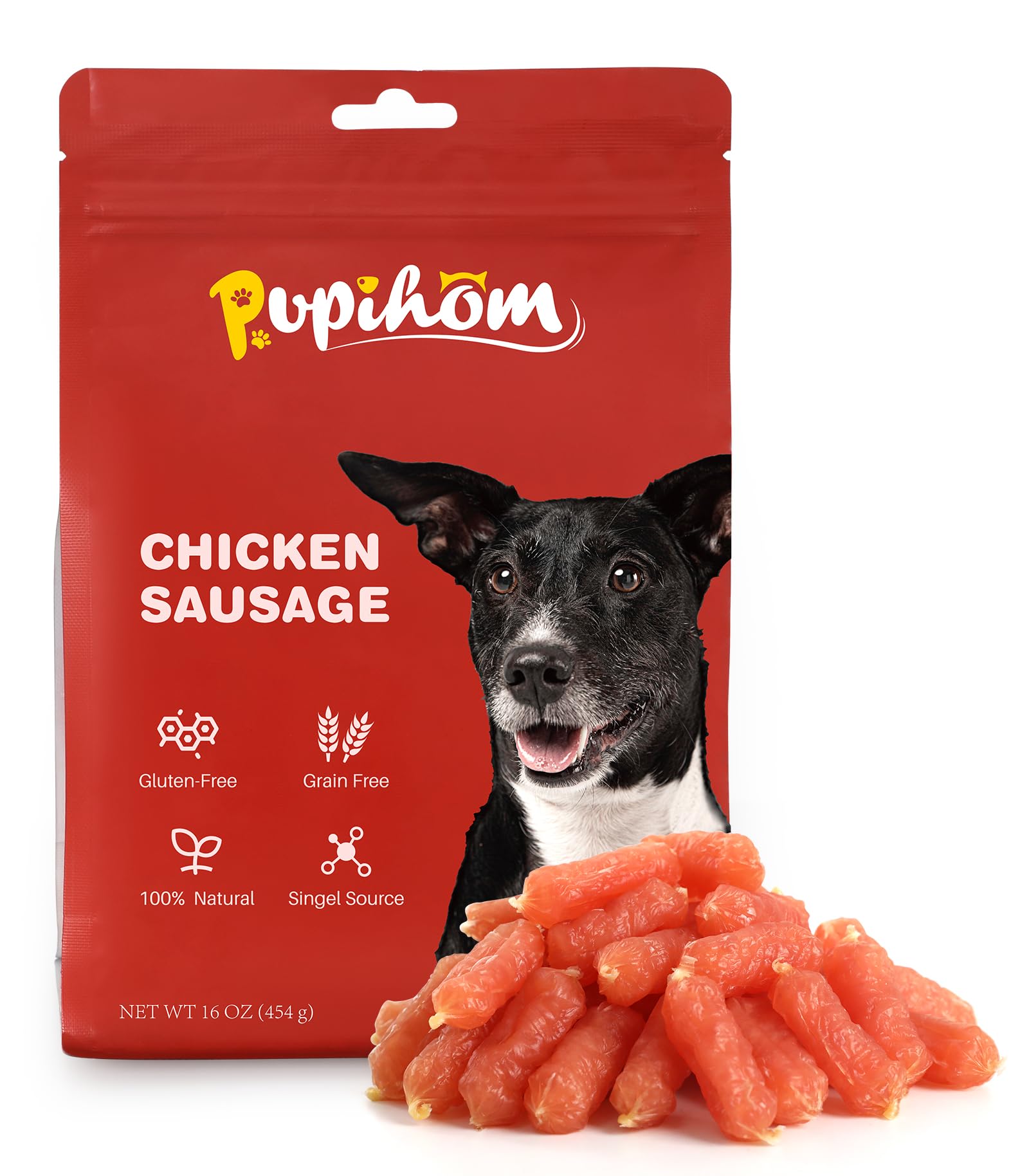 Chicken Sausage Dog Treats for Dogs, Made with Real Chicken Breast, Rawhide-Free, Healthy, Great Tasting Treat, Dog Training Reward Snacks,16OZ