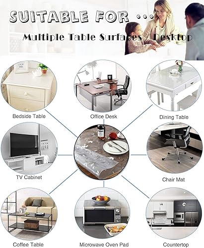 Miniatura 5 de HQYG Protector de escritorio transparente de 0.059in de grosor, 47 x 47 pulgadas, protector de escritorio transparente de plástico, protector de