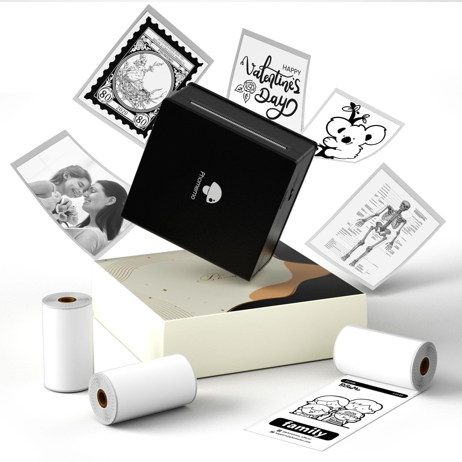Phomemo M02 Pro 300 DPI Mini Drucker, TaschendruckerBluetooth Fotodrucker für Sm