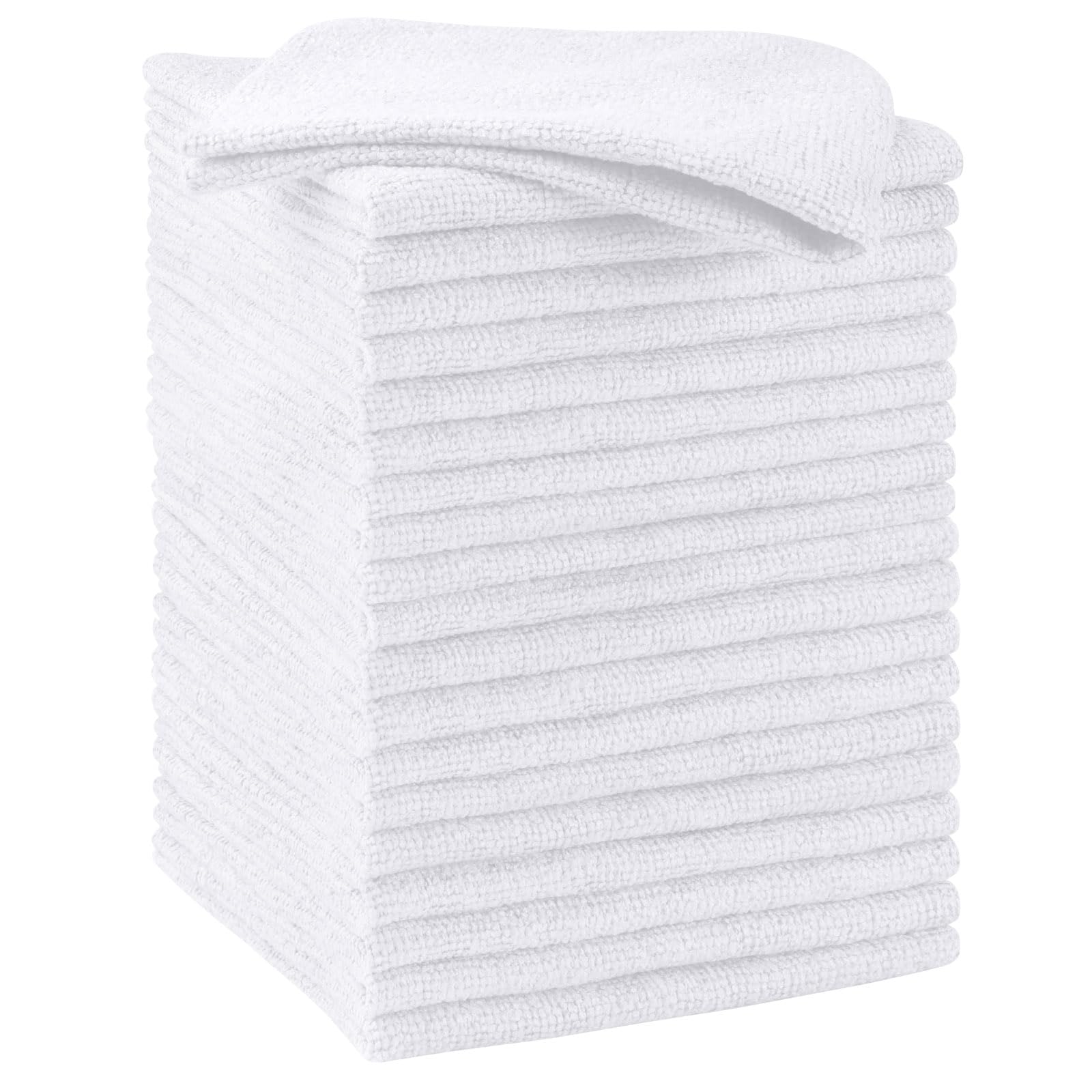 HOMEXCEL Microfiber Cleaning Cloths 20 Pack Highly Absorbent Lint Scratch-Free Cleaning Rags for House Kitchen White Microfiber Towels