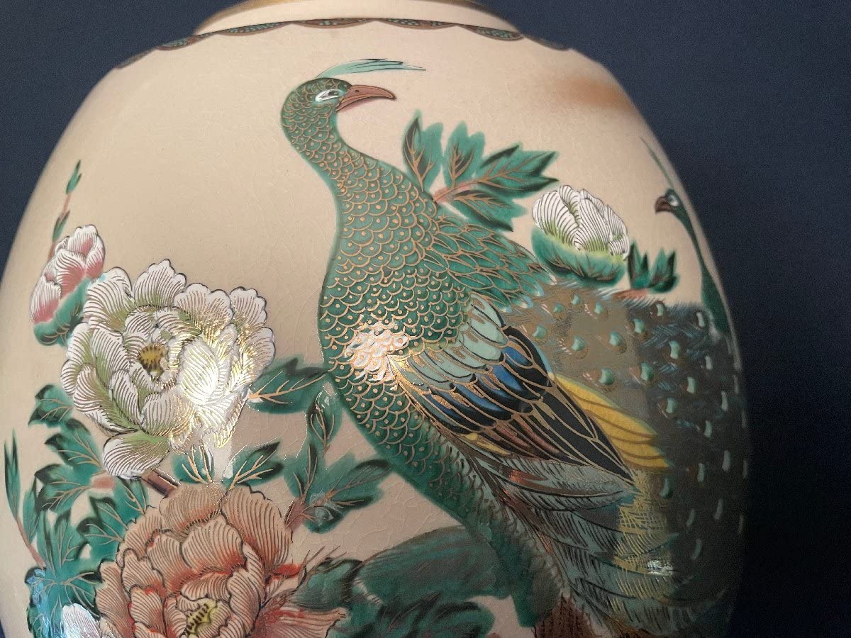 Amazon.co.jp: 九谷焼 陶勝造 九谷謹製 花瓶 花器 壺 色絵金彩花鳥図