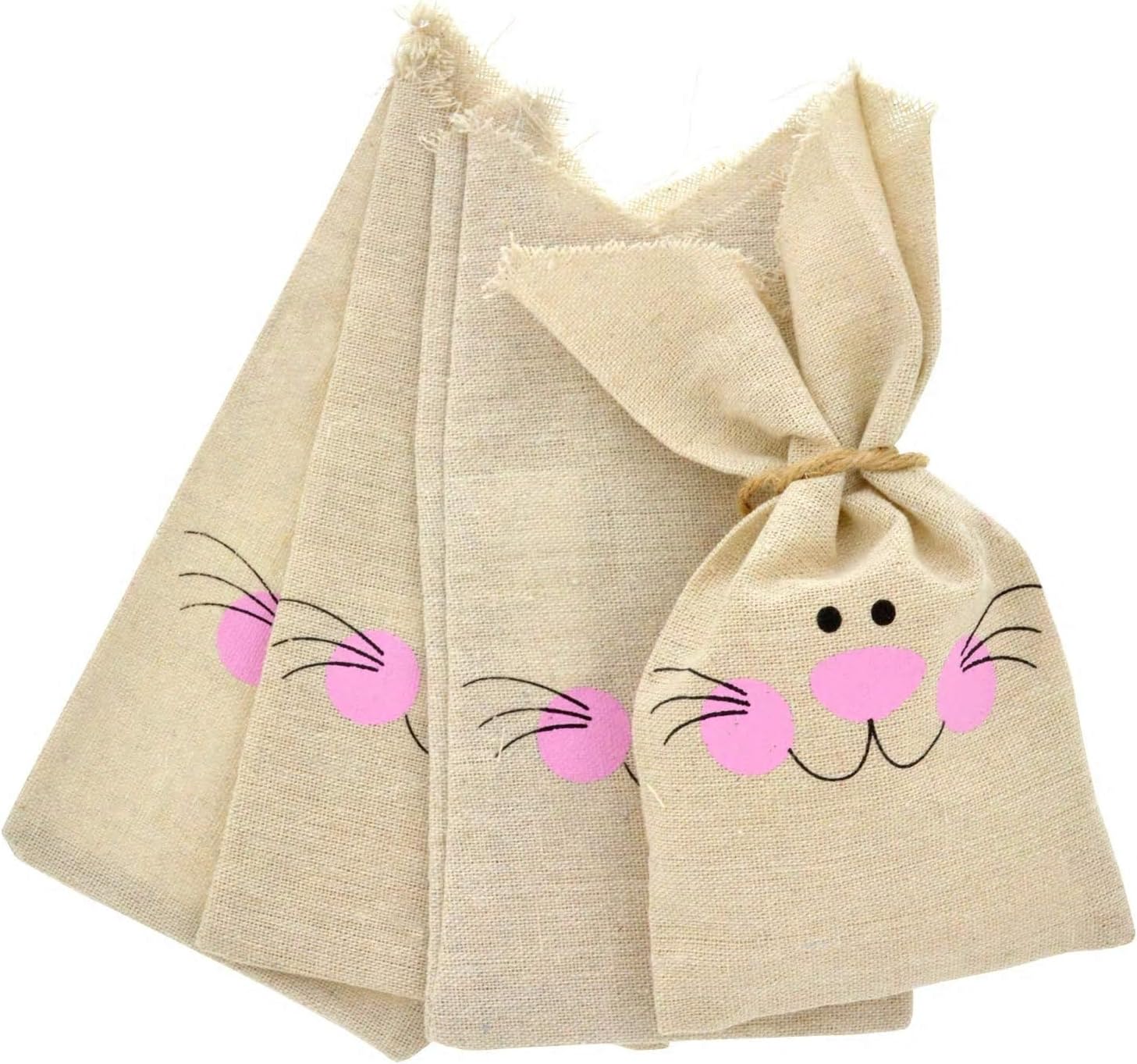 Easter Treat Sacks Bags Cloth with Burlap Drawstring | 24 Pieces 4" X 6" | Holds Sweet Goodies Candy Cookies Chocolate Small Toys Eggs | Kids DIY Project Basket Party Favor Hunt Stuffer (Brown)