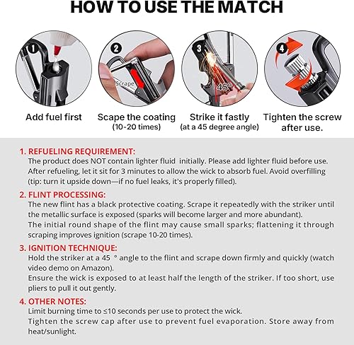 Miniatura 5 de YUSUD Paquete de 2 llaveros para abrebotellas para hombres, partido permanente con iniciador de fuego de pedernal de doble cara, fósforo impermeable