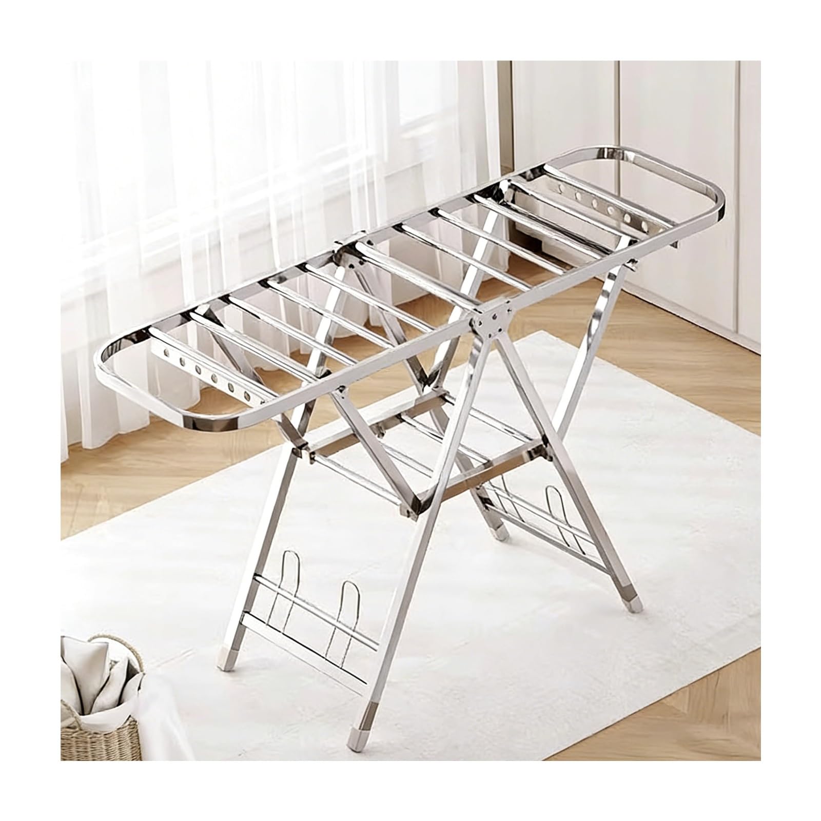 EYRMQWJPC Foldable Clothes Airer， Foldable Laundry Drying Rack 2-Layer StainlessSteel Winged Airer IndoorOutdoor SpaceSaving(Luxury Model - 160cm)