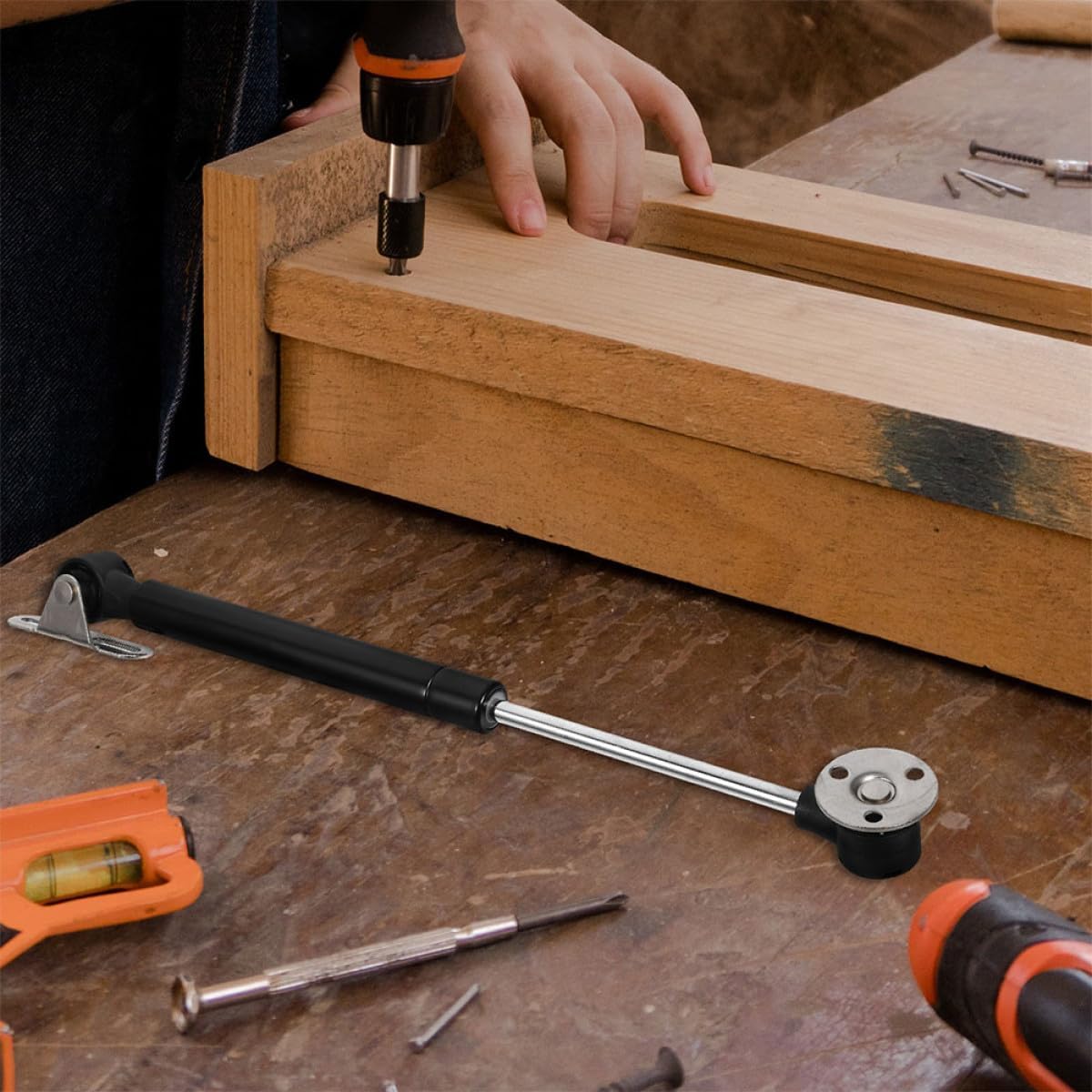 Generic Cabinet Gas Strut Hydraulic Support Gas Spring for Downward Door 80n Black Four-Claw Close Door Hinges Suitable for Cabinets and Beds 1pcs