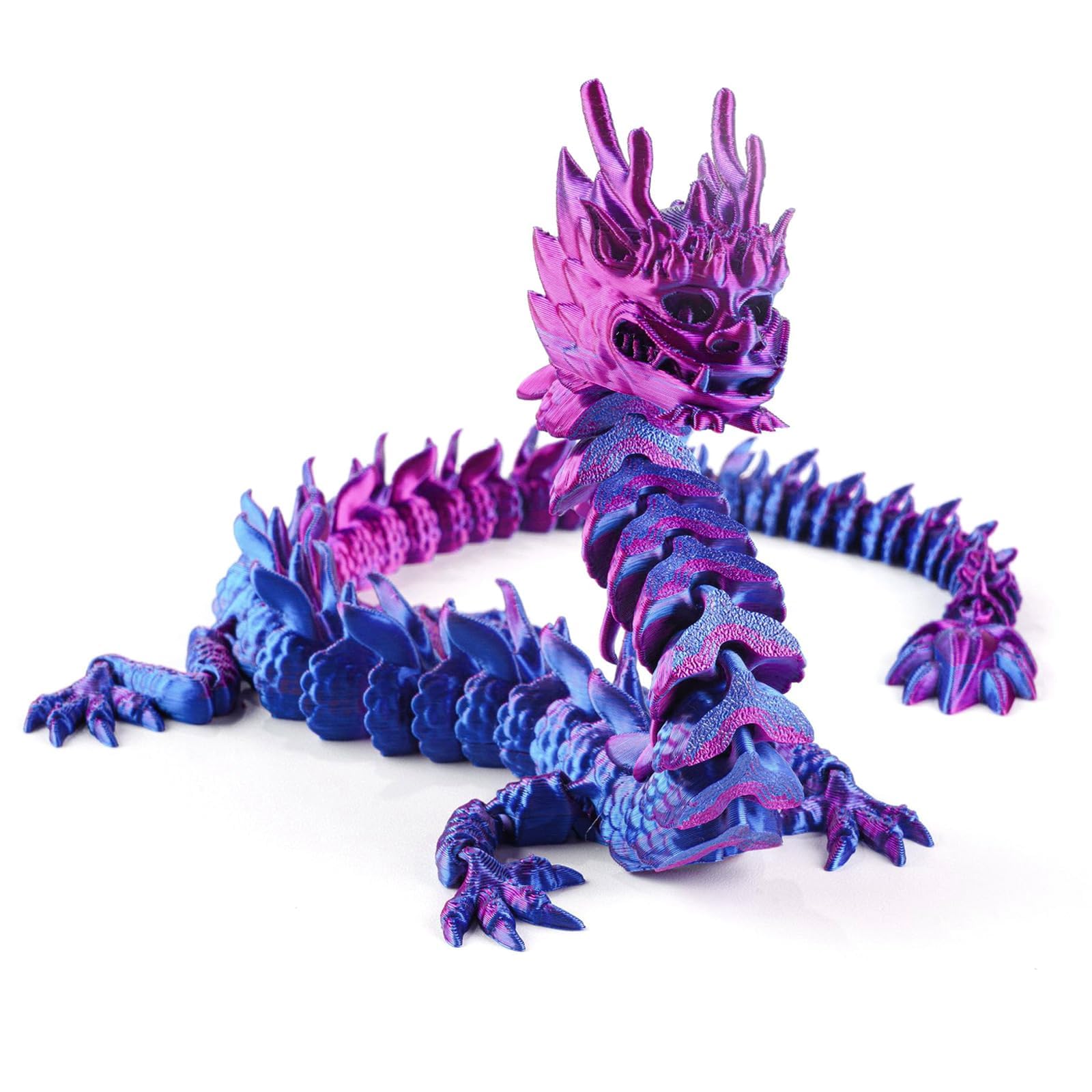 18" 3D Printed Dragon Articulated Crystal Dragon Fidget Toy for Home Office Decor & Executive Desk