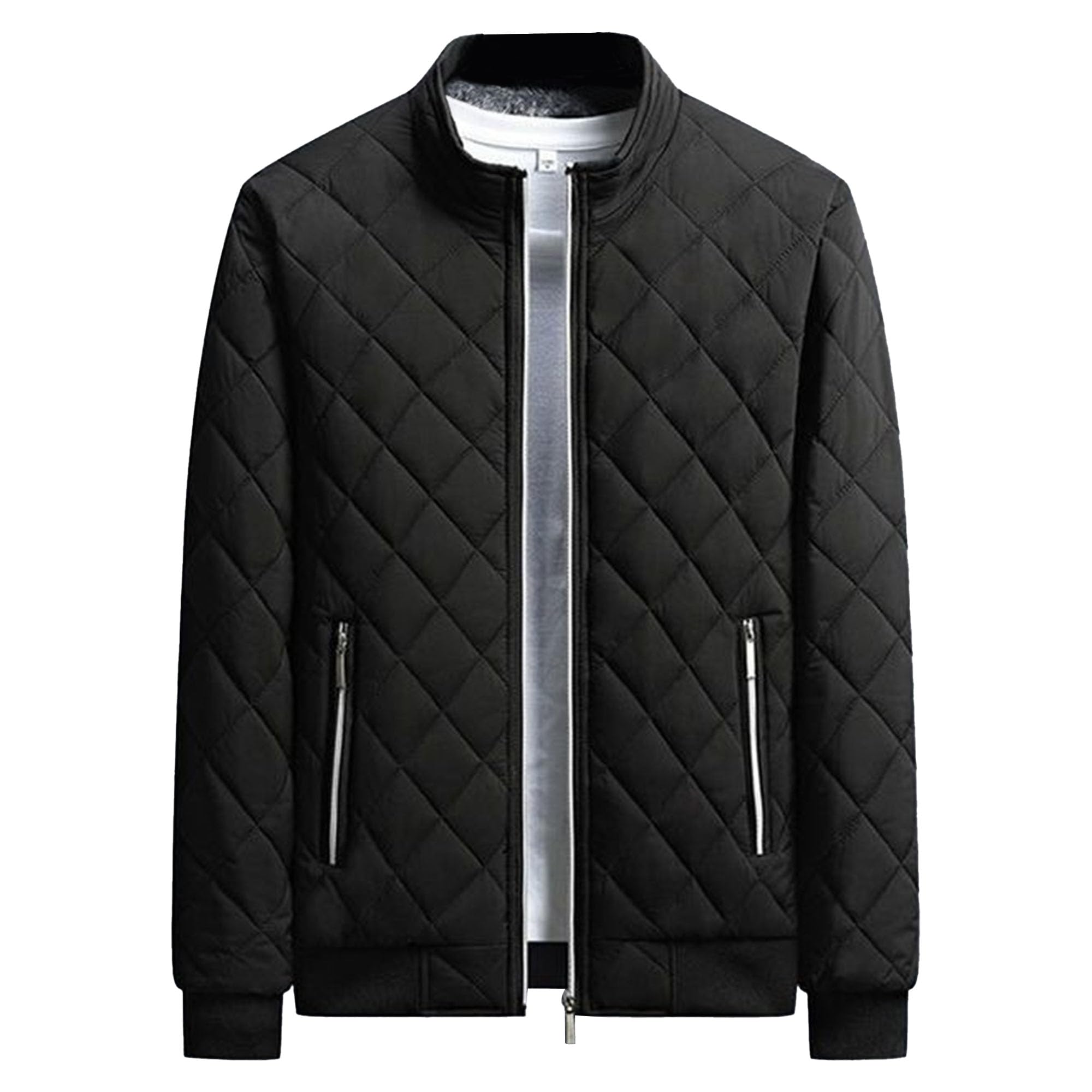 Maiyifu-GJ Mens Fleece Lined Warm Puffer Jacket Windproof Warm Quilted Down Coat Winter Parka Outerwear Windbreaker