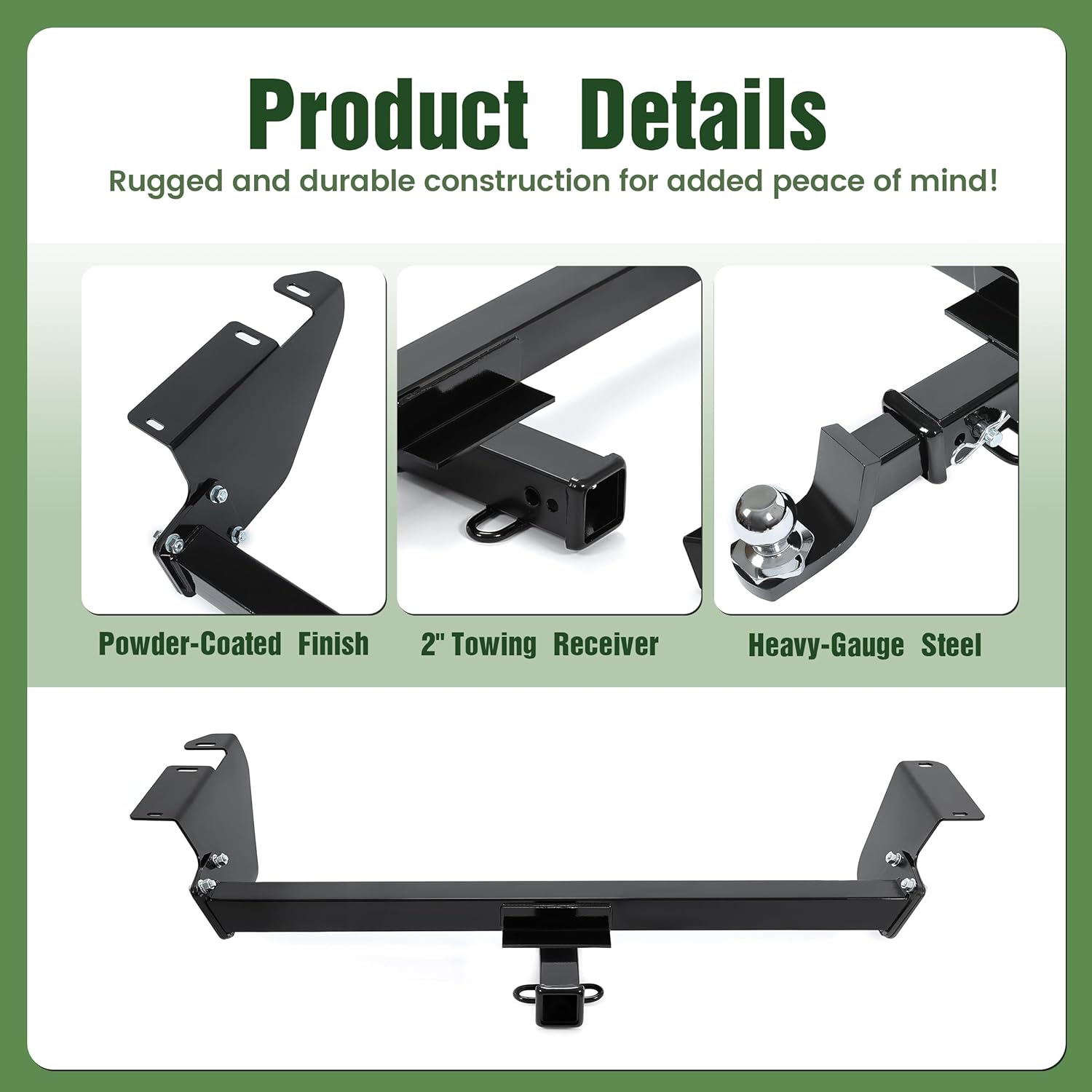 ALMULOO 2 Inch Receiver Class 3 Trailer Hitch Compatible with 2011-2016 Chrysler Town & Country, All Styles|2011-2020 Dodge Grand Caravan, All Styles| 2012-2015 RAM C/V, Tradesman Powder Coated Steel