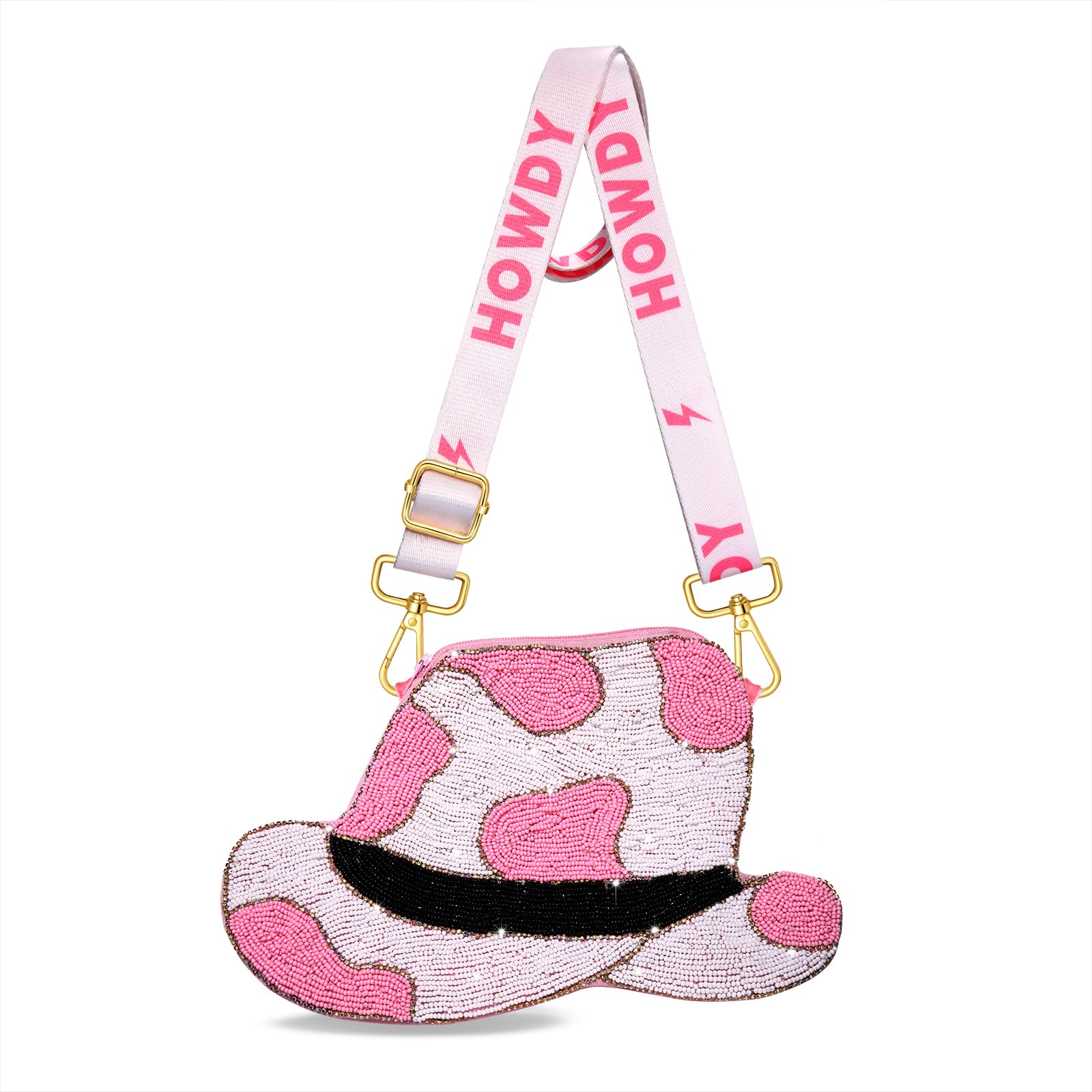 CEALXHENY Western Purse for Women Beaded HOWDY Crossbody Purse Cowboy Boot Hat Shoulder Bag Rodeo Bachelorette Party Favors