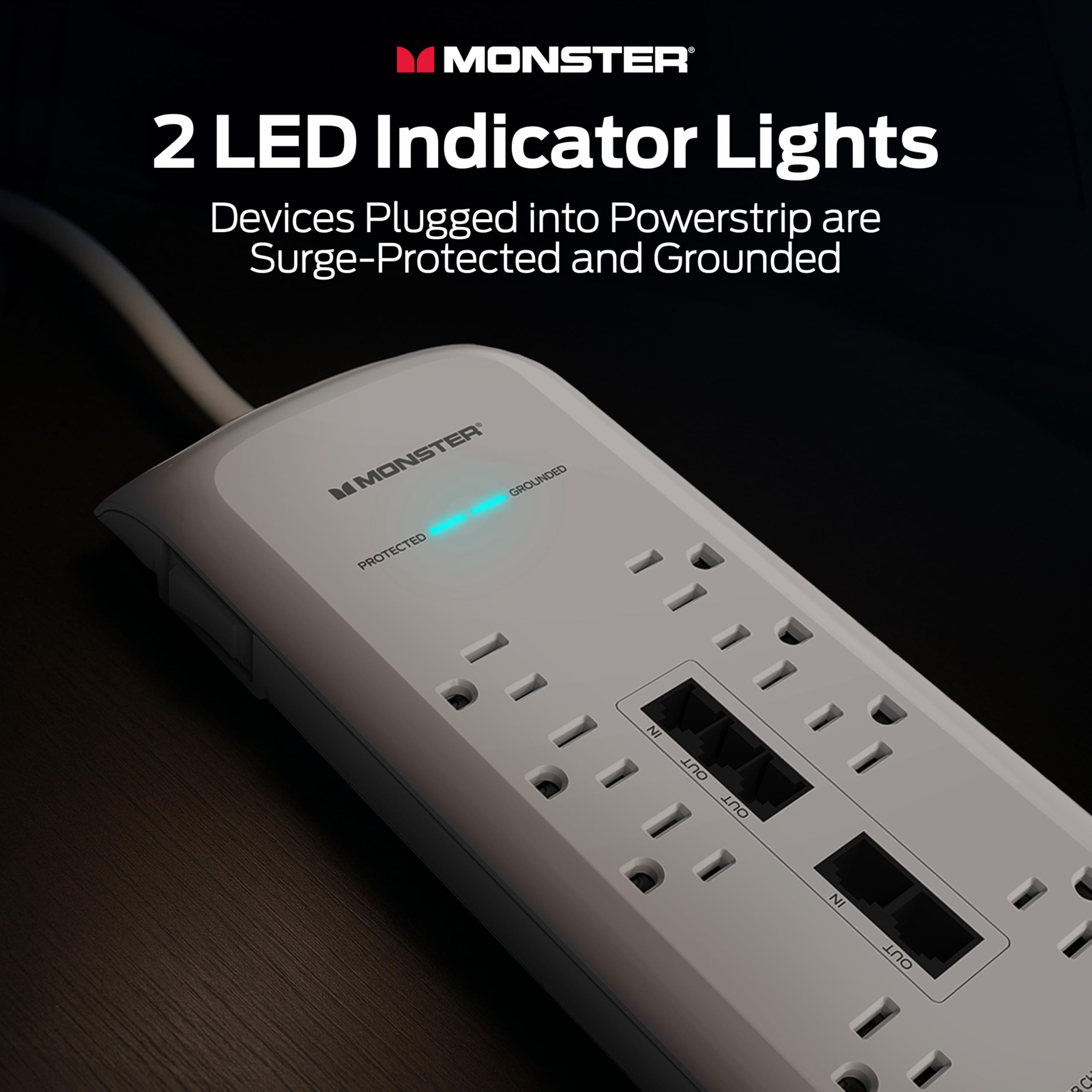 Amazon.com: Monster White Heavy Duty Surge Protector Power Strip 6