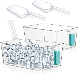 Havawish Ice Storage Bin and Flexible Scoop Set Plastic Freezer Bin