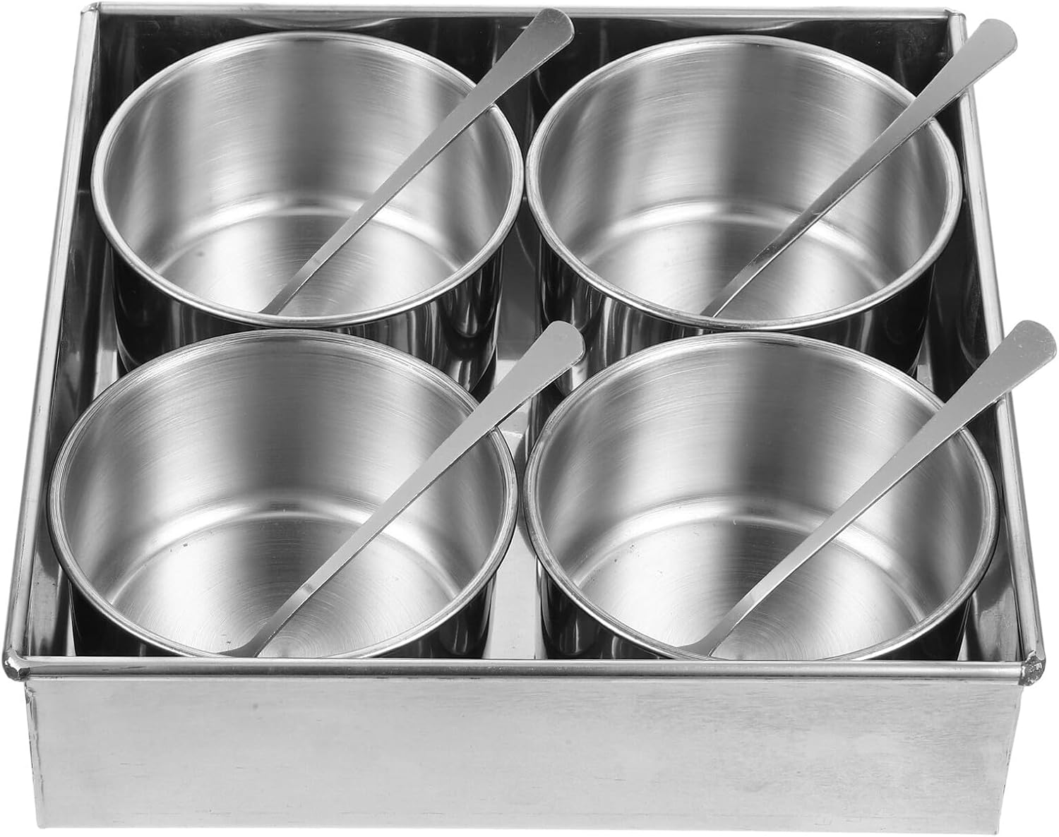 HOMSFOU Stainless Steel Multi-functional Spice Box with 4 Compartments, Detachable Lid Condiment Dispenser Jar Set for Kitchen Seasoning Storage