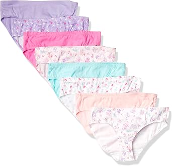 Hanes Girls Hanes Ultimate Girls Underwear, Pure Comfort Organic 100% Cotton Panties, Briefs & Hipsters, 8-pack