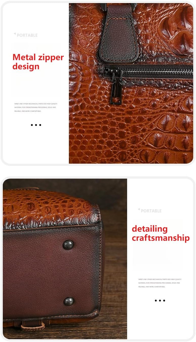 Women's Crocodile-Embossed Genuine Leather Tote Bag - Spacious Crossbody Purse with Top Handle & Adjustable Strap