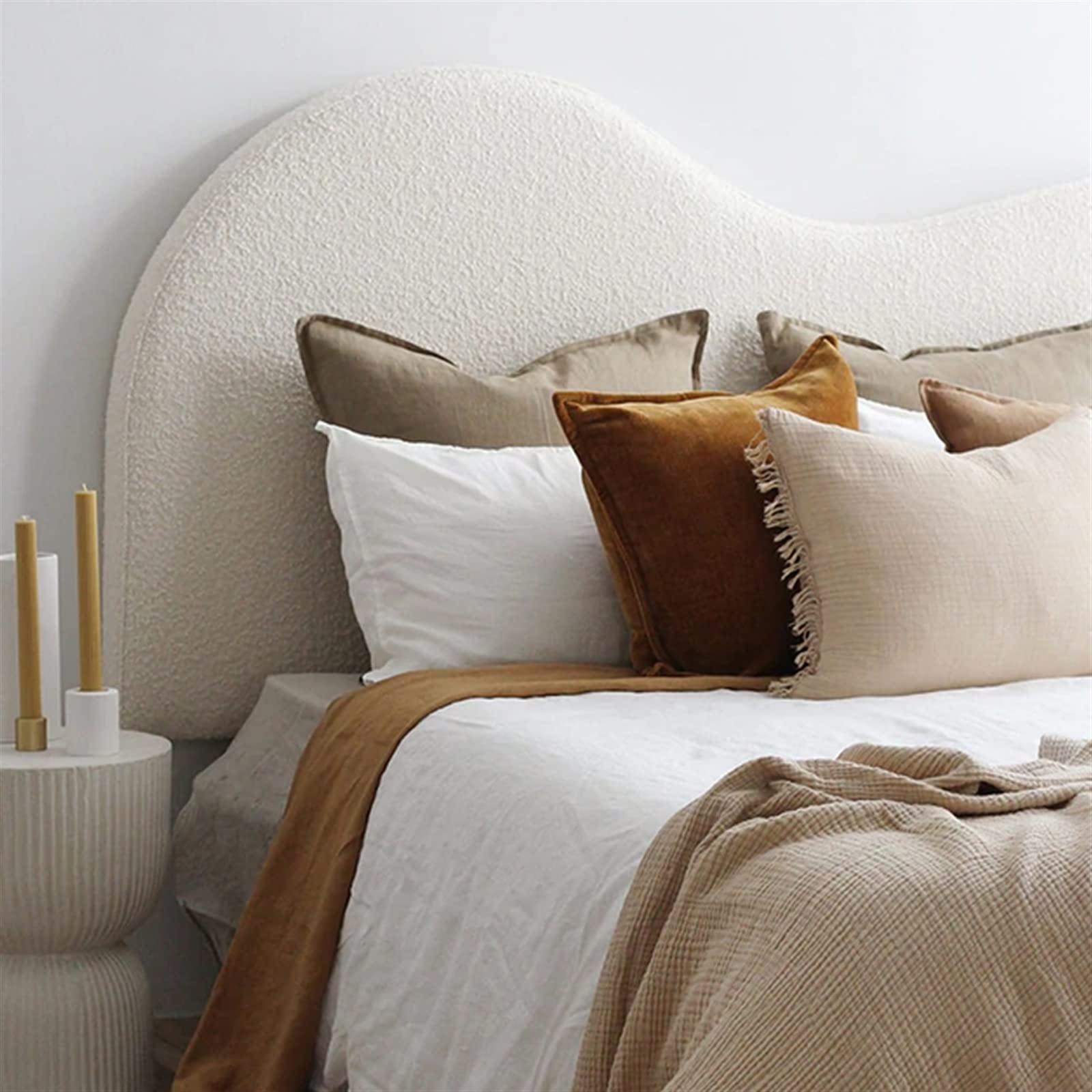 PFCDZDU Headboard Upholstered Backrest, Bedside Cushion Reading Pillow with Detachable Cover, Lumbar Support Bolster for Home Hotel, 4 Colors (Color : Light Brown, Size : 160X60CM)